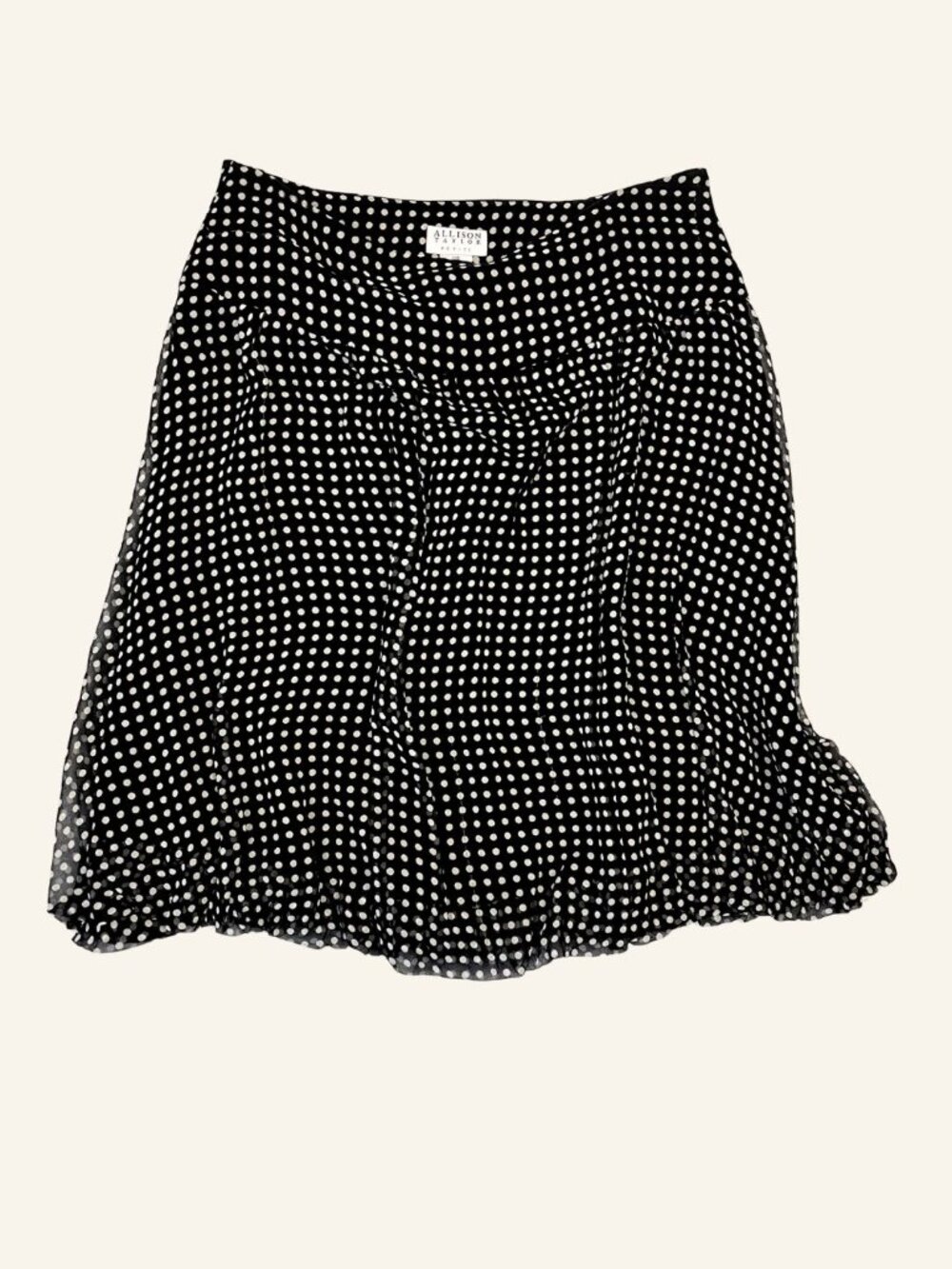 Allison Taylor 100% Silk Polka Dot Skirt Size 12P Black/White